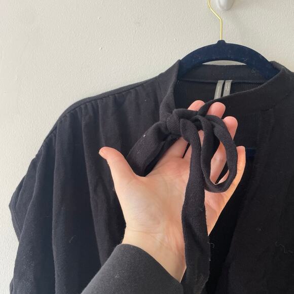 By Anthropologie Rambuteau Black Knit Sleeveless Wrap Sweater Neck Tie Sz S - Picture 7 of 10